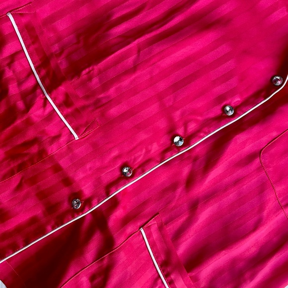 L VS VICTORIA'S SECRET Satin & Rhinestone /Crystal Button Red 2 pc PJ Set - Picture 6 of 11